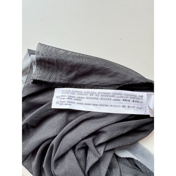 ZARA Grey Orange Landscape Print Mesh Long Sleeve Ruched Maxi Dress, Size M - Picture 14 of 16